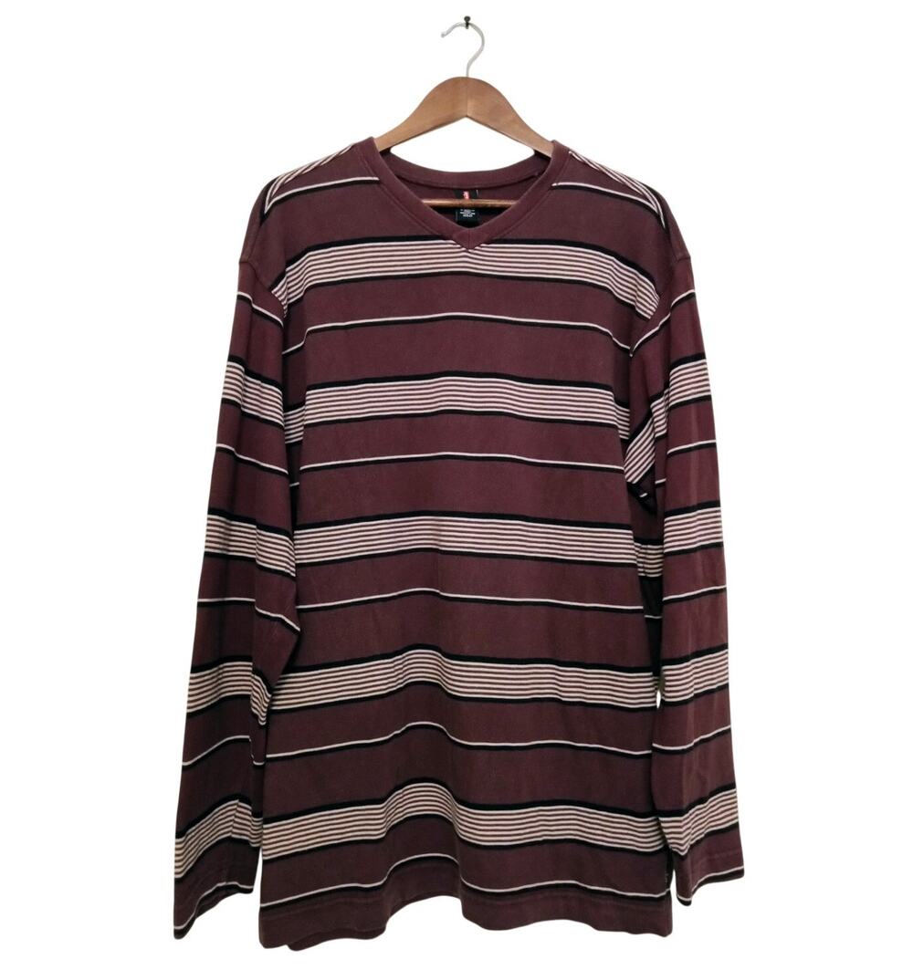 Vintage Y2K 1998 Levi's Red Tab Striped V-Neck Long Sleeve Men's Shirt Size L